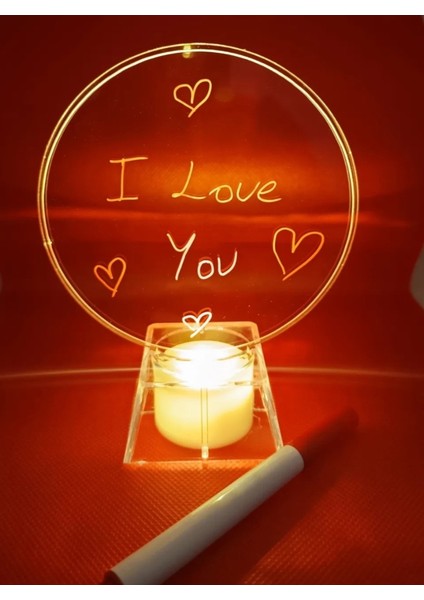 Işıklı LED Sevgili Çizim Panosu Yuvarlak Kalem Hediyeli Pilli Gece Lambalı Not Panosu fiyatları