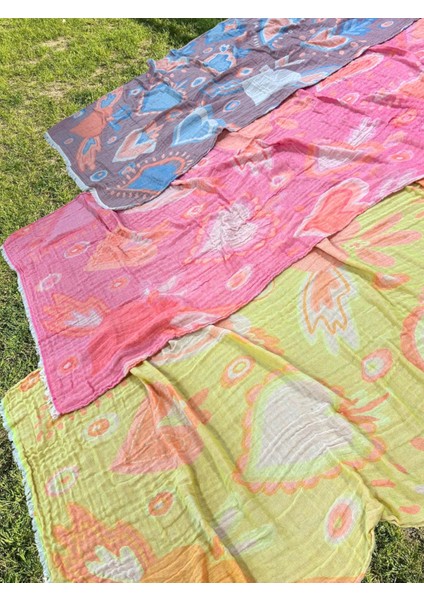 , %100 Pamuk, Kalp, Desenli, Müslin, Pareo (105X255 Cm) -Pembe fırsatları