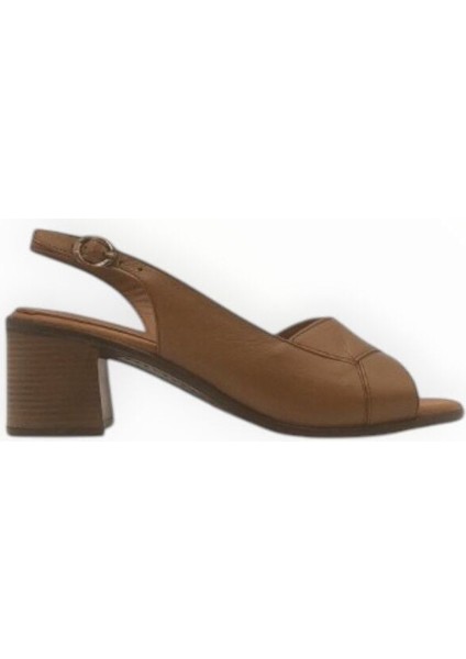 Kadın Hakiki Deri Topuklu Ayakkabı Taba - 36