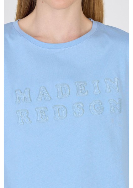 Bebe Mavi Yazı Nakışlı Crop Tişört 25259 fırsatları