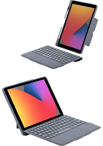 T5506D Ipad 10.2 (9.nesil) Kılıf Palermo Ledli Klavyeli Standlı Tablet Kılıfı - Siyah Mrayd