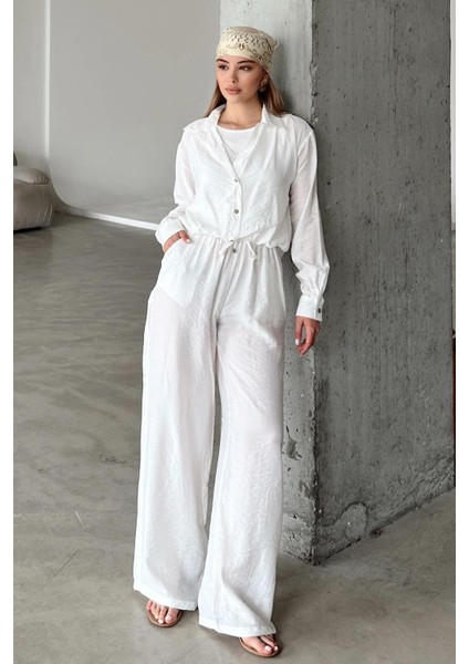 Atlet ve Kolye Aksesuarlı Chrush Kısa Gömlek Beyaz 9353 fiyatları