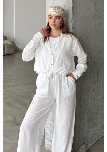 Atlet ve Kolye Aksesuarlı Chrush Kısa Gömlek Beyaz 9353 modelleri