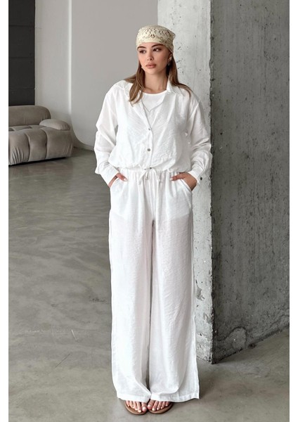 Atlet ve Kolye Aksesuarlı Chrush Kısa Gömlek Beyaz 9353 indirimleri