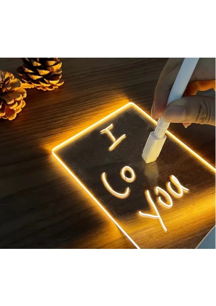 Işıklı LED Lüx Çizim Panosu Kalem Hediyeli Sevimli Hediyelik Gece Lambalı Not Pano USB Aç Kapa fırsatları