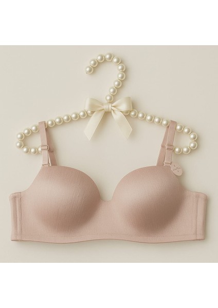 Pudra Işıltı Desteksiz Push-Up C Cup Kesim Sütyen
