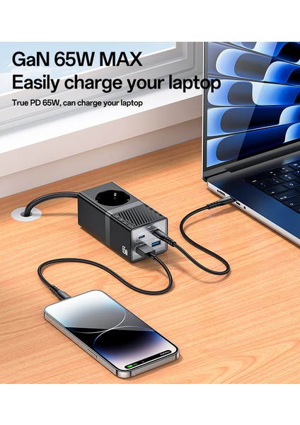 5'i 1 Arada Avrupa Standardı Yangına Dayanıklı Pc 65W+2500W Gan Hızlı Şarjlı Güç Istasyonu fırsatları