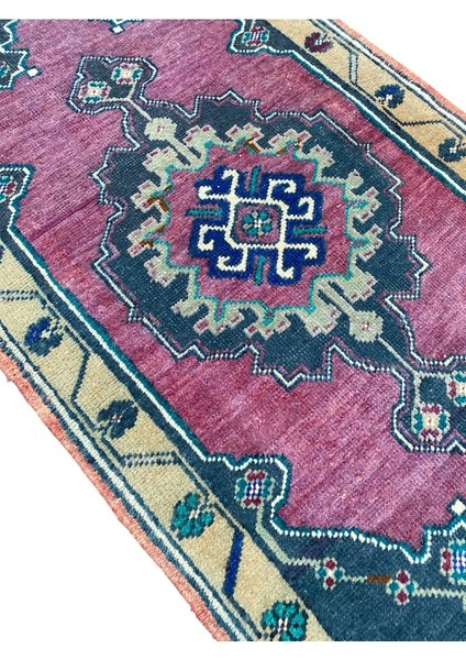El Dokuma Vintage Küçük Halı 50X84 Mor Eskitme Yastık modelleri