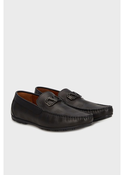 Deri Metal Aksesuarlı Loafer Ayakkabı Erkek Ayakkabı 15219389S1
