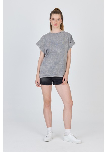 Gri Yıkamalı Oversize Basic Tişört 253014 modelleri