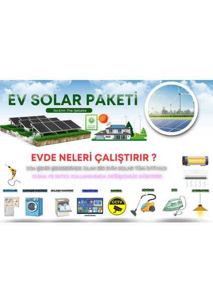 Güneş Enerjili Şebeke Sistemi Tüm Ev Ihtiyaçları Için