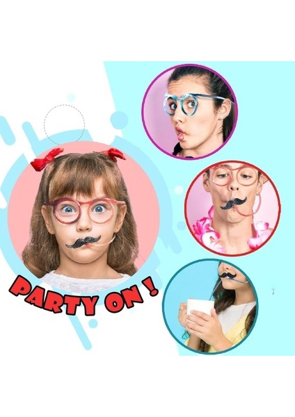 Pıpetlı Partı Gözlüğü - Çocuk ve Yetışkın Bıyıklı Pıpet Gözlük