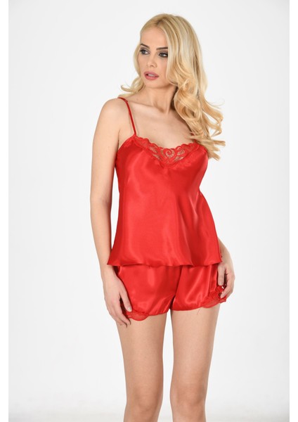 Zariften Kırmızı Saten Babydoll Şortlu Takım - 282 fiyatları