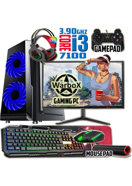 Hero I3 7100 3.90GHZ 8gb Ram 240GB SSD 250GB HDD R7 240-4GB E.kartı 19" Monitör Masaüstü Bilgisayar