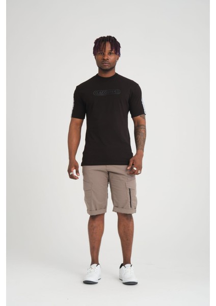 Bisiklet Yaka Siyah Şeritli Slim Fit