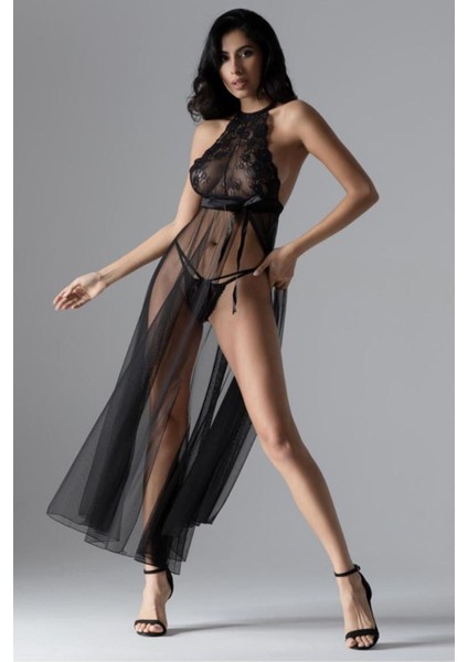 Zariften Siyah Dantelli Tül Gecelik - MZARIFTEN75 modelleri