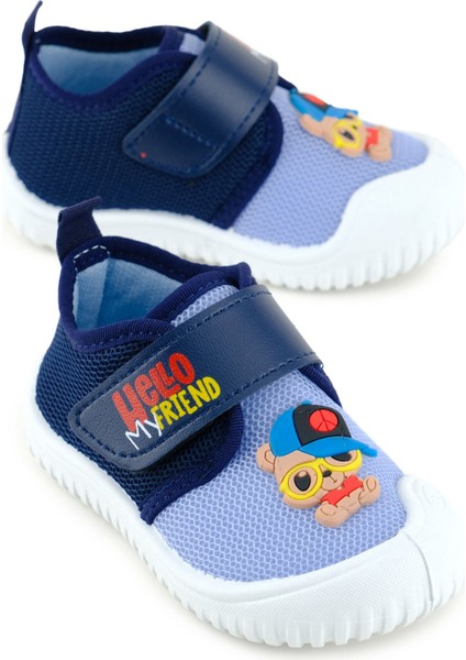 Bebe Erkek Yazlık Keten Rahat Taban Tek Cırt Cırtlı Ayarlanabilir Ev Bahçe Okul Kreş Günlük Ayakkabı