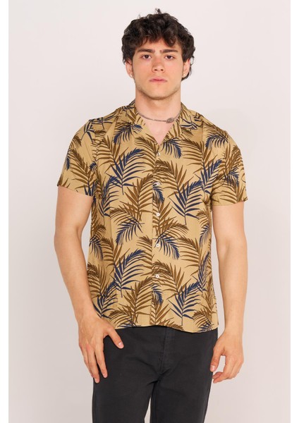 2210 Aloha Kısa Kol Gömlek 24Y Tmş Vizon/lacivert