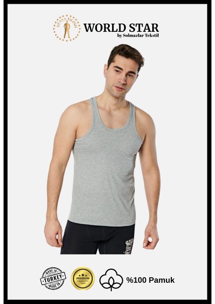 6'lı Erkek Atlet – Siyah & Beyaz & Gri – Pamuklu Penye - Rahat ve Dayanıklı modelleri