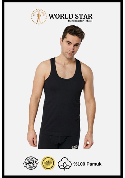 6'lı Erkek Atlet – Siyah & Beyaz & Gri – Pamuklu Penye - Rahat ve Dayanıklı fırsatları