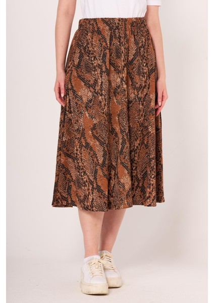 Nw Lbls Bayan Desenli Etek Kahve Desenli fırsatları