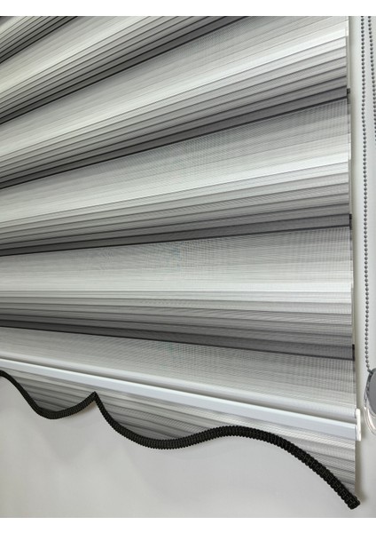 Binbirperde Dilimli Pileli Iki Renk-Beyaz/gri Ev-Ofis Perdesi Aluminyum Sistem.