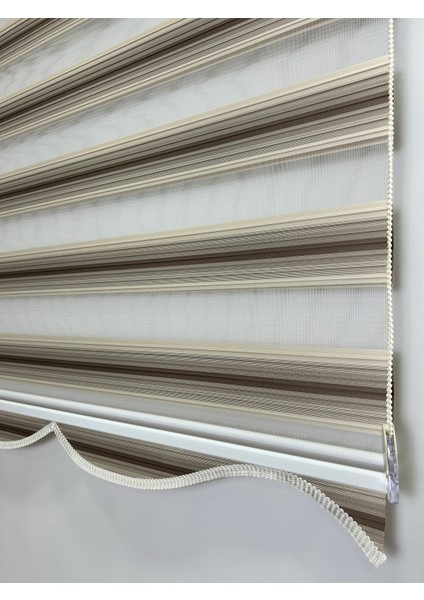 Dilimli Pileli Iki Renk-Kahve-Krem Ev-Ofis Perdesi Aluminyum Sistem. – Şık & Kullanışlı Perde (Alüminyum Sistem)