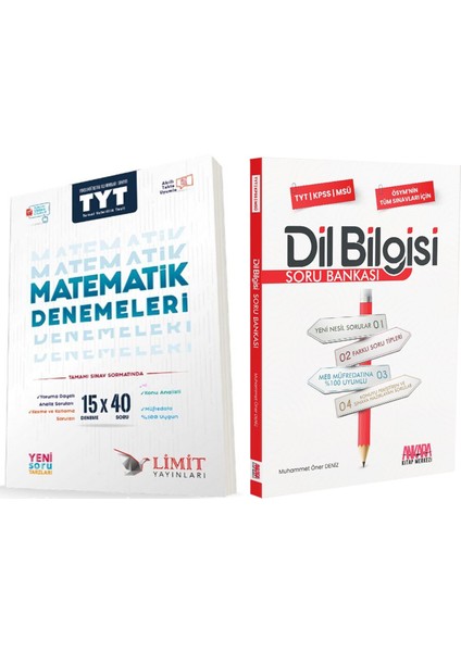 Yayınları Tyt Matematik 15X40 Denemeleri ve Akm Dil Bilgisi Soru Bankası Seti 2 Kitap