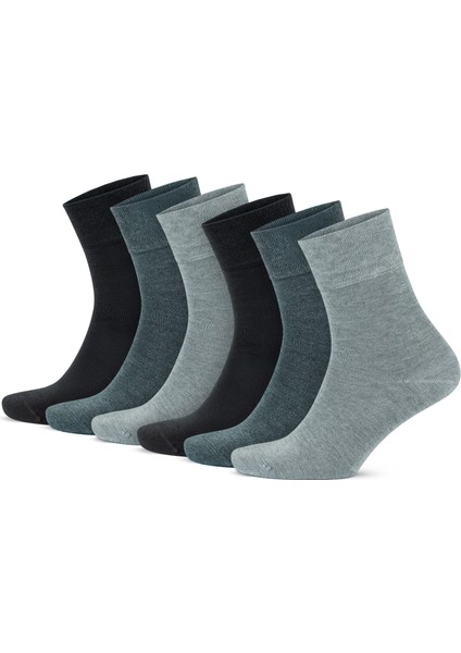 6'lı Bambu Premium Siyah - Renkli Dikişsiz Kutulu Nefes Alabilir Klasik Erkek - Kadın Çorap 3560