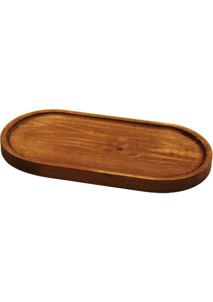 Oval Koyu Renk=kahverengi Ahşap Yağdanlık Altlık 25X12.5CM