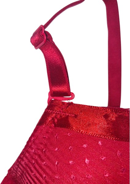 Desteksiz Saten Detay Dantelli C Cup Sütyen Kırmızı fiyatları