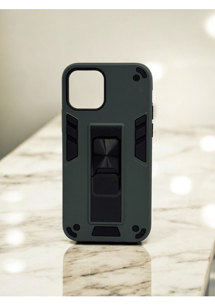 Iphone 12 Uyumlu Metal Yüzüklü Mıknatıslı Zırhlı Tank Kılıf