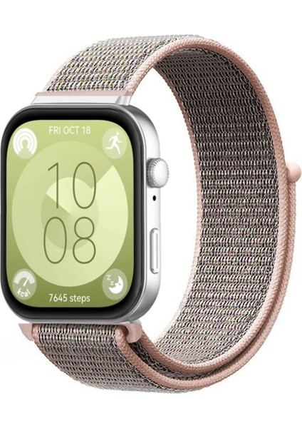 Huawei Watch Fit 3 ile Uyumlu Hasır Örgü Cırtlı Kordon Kayış - FC1056
