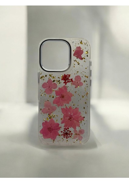 Iphone 16 Pro Uyumlu Gül Desenli Sararmayan Sert Şeffaf Silikon Kılıf