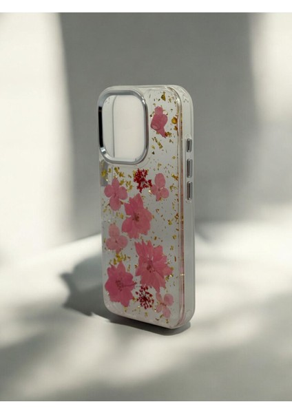 Iphone 16 Pro Uyumlu Gül Desenli Sararmayan Sert Şeffaf Silikon Kılıf fiyatları