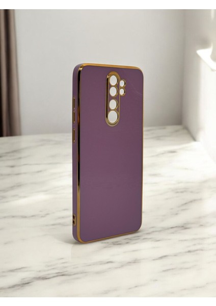 Xiaomi Redmi Note 8 Pro Uyumlu Parlak Gold Detaylı Bark Telefon Kılıfı
