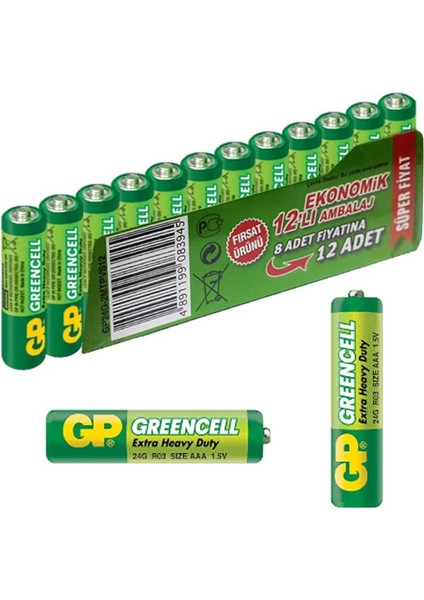 Gp 24G-GREENCELL 12Lİ Paket Ince Kalem Pil (12Lİ ) Gp 24G-2MTPVS12
