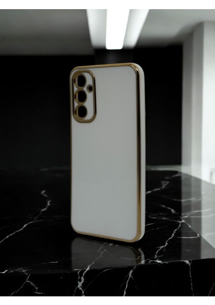 Samsung A34 Uyumlu Parlak Gold Detaylı Bark Telefon Kılıfı