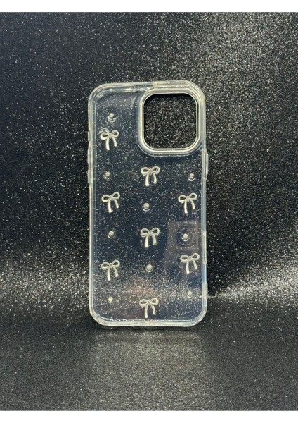 Iphone 15 Pro Max Uyumlu Epoksi Desenli Simli Sert Şeffaf Kılıf