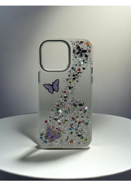 Iphone 14 Pro Max Uyumlu Desenli Sararmayan Sert Şeffaf Silikon Kılıf