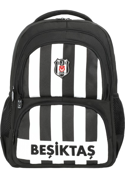 Lisanslı Beşiktaş Nakış Detaylı Çubuklu Okul Sırt Çantası