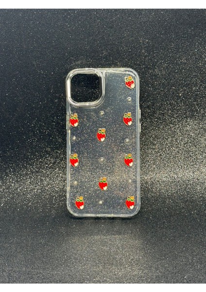 Iphone 14 Uyumlu Epoksi Desenli Simli Sert Şeffaf Kılıf