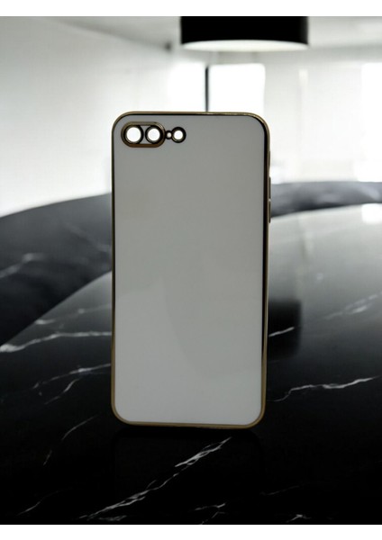 Iphone 8 Plus Uyumlu Parlak Gold Detaylı Bark Telefon Kılıfı