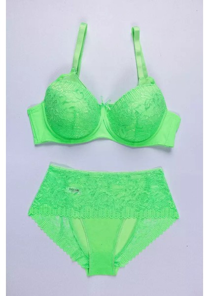 Lingerie Neon C Kap Dolgusuz Dantelli Sütyen Takımı