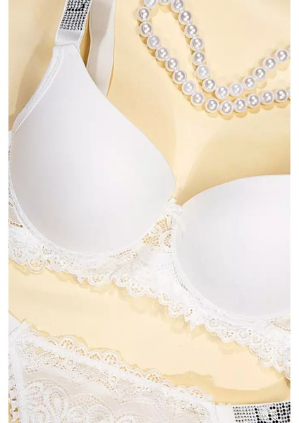 Lingerie Ekru Love Secret Taşlı Mikro Dolgulu Sütyen Takım 250 modelleri