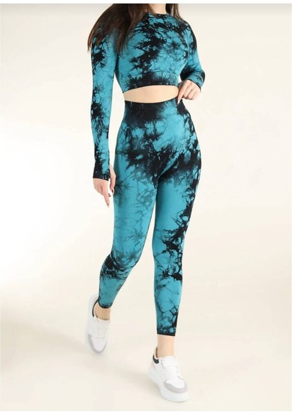 Kadın Indigo Kalçası Büzgülü Fitness Spor Takım modelleri