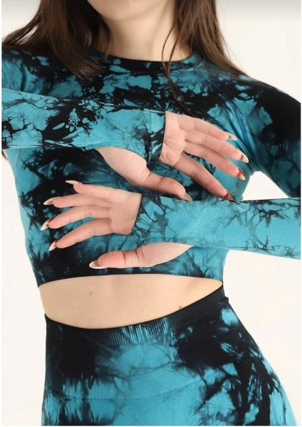 Kadın Indigo Kalçası Büzgülü Fitness Spor Takım indirimleri