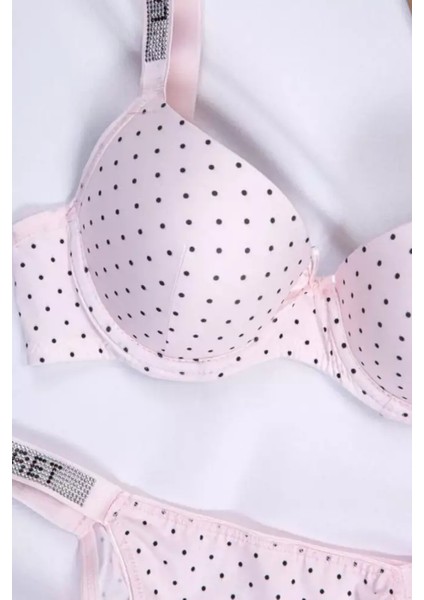Lingerie Kadın Puanlı Baskılı Mikro Kumaş Taşlı Askılı Sütyen Takım modelleri