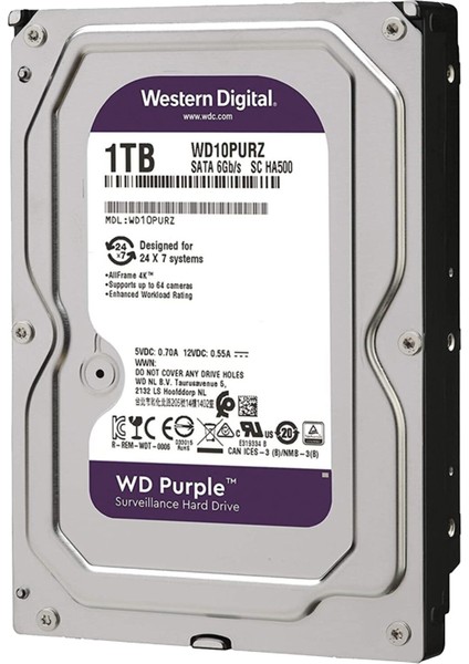 Dıgıtal Purple WD10PURZ 1 Tb Sata 6gb/s 7/24 Güvenlik Harddısk
