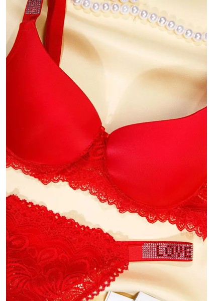 Lingerie Kırmızı Love Secret Taşlı Mikro Dolgulu Sütyen Takım 250 fırsatları